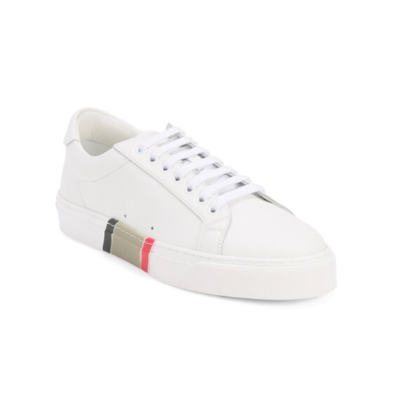BURBERRY Optic White Made In Italy Leather Rangleton Low Top Sneakers - Picture 1 of 2